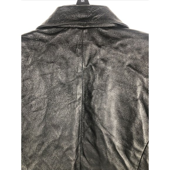 Clio Petites Black 100% Leather Jacket Coat Petite Size 4 - Picture 10 of 11